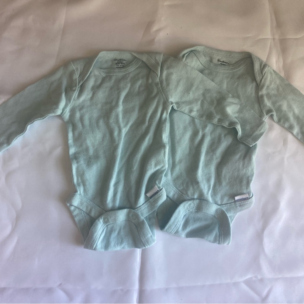 Gerber Newborn Light Blue Long Sleeve Onesie